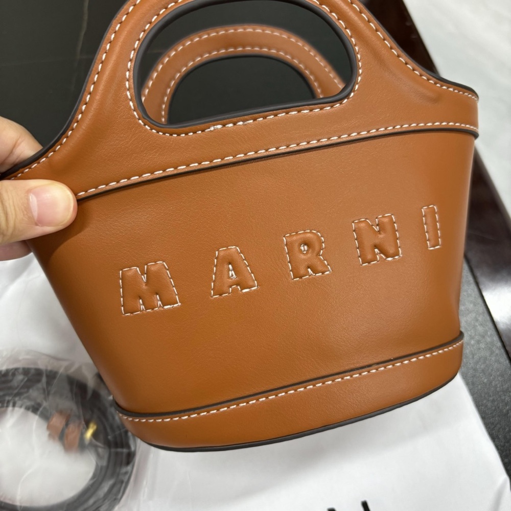 MARNI brown leather shoulder bag